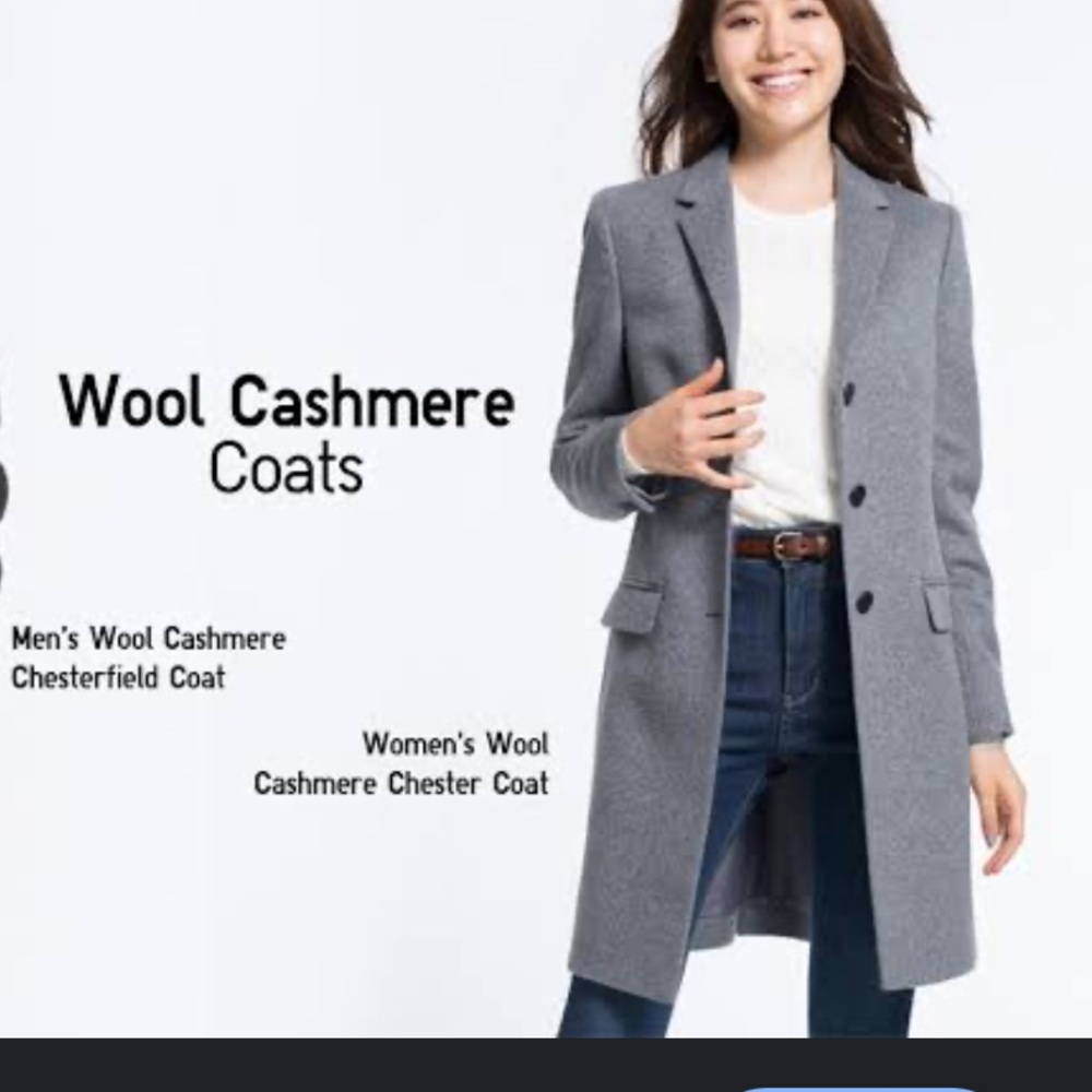 Uniqlo Wool and Cashmere Chester Coat - Gray